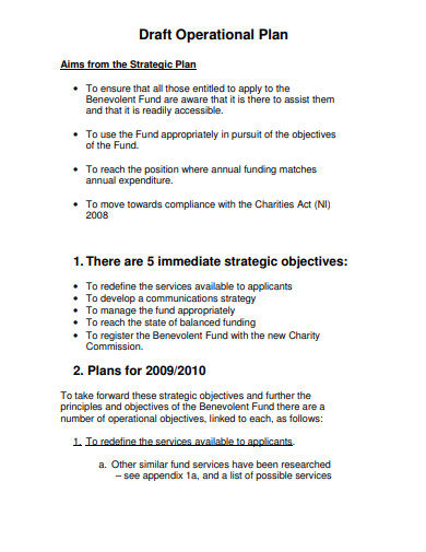 charity draft operational plan