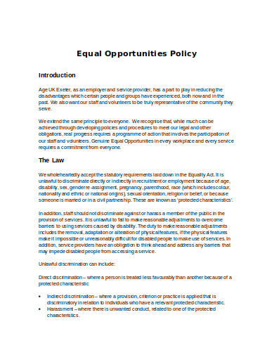 9 Charity Equal Opportunities Policy Templates Pdf Doc Free Premium Templates