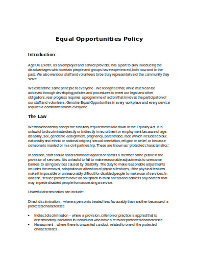 9 Charity Equal Opportunities Policy Templates Pdf Doc