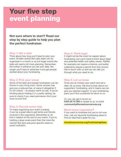 charity event plan example