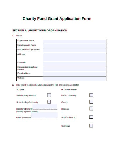 charity fund grant application form
