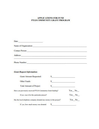 charity fund grant application template