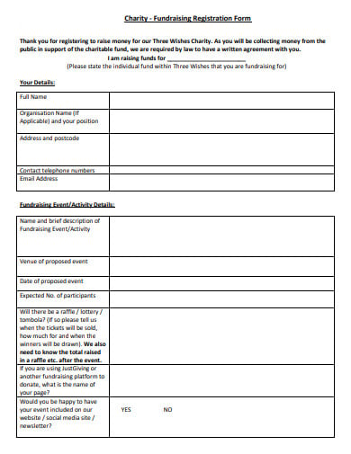 charity fundraising registration form template