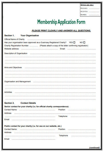 charity-membership-application-form-template