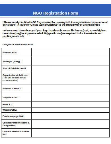 charity ngo registration form template