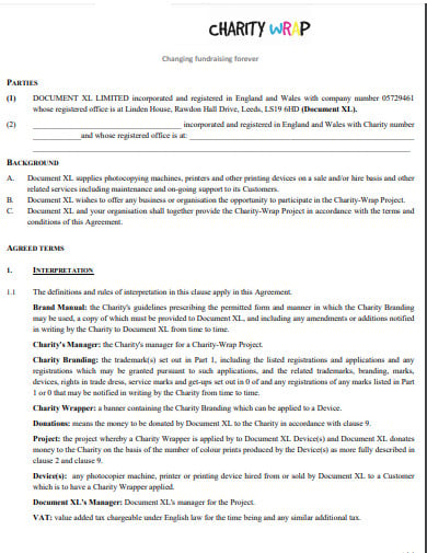 charity partnership agreement template in pdf