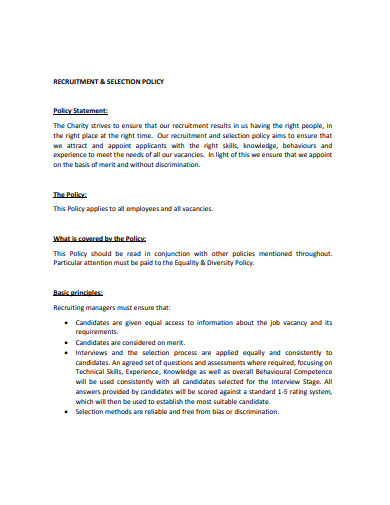 charity recruitment policy in pdf