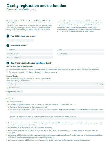 charity registration declaration form template