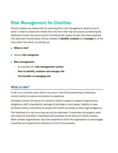 charity risk management policy