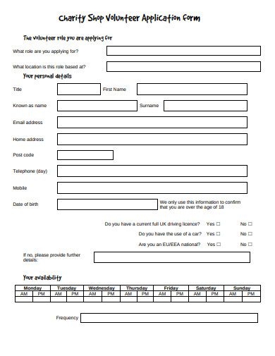 10+ Charity Volunteer Application Form Templates in DOC | PDF