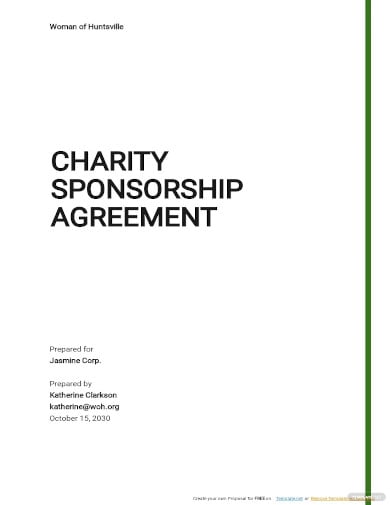 charity sponsorship agreement template