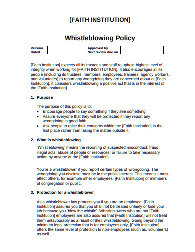 10+ Charity Whistleblowing Policy Templates in DOC | PDF