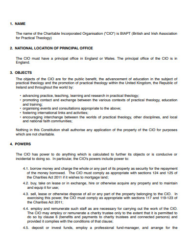 8 Charity Constitution Templates In Pdf Doc 2775