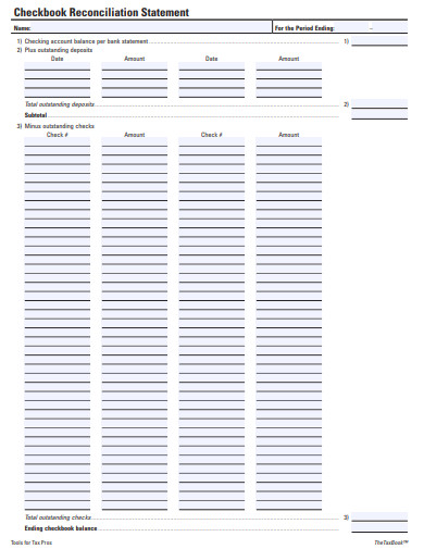 Check Reconciliation Form.pdf 21+ Reconciliation Statement Templates in PDF