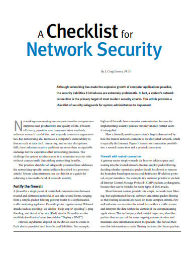 FREE 5  Network Security Checklist Templates in PDF