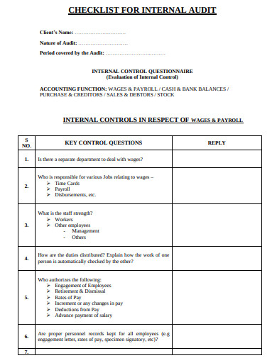 10+ Free Internal Audit Checklist Templates in DOC | PDF
