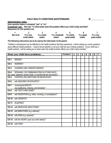 19+ Child Questionnaire Templates in PDF | MS Word | Free & Premium ...