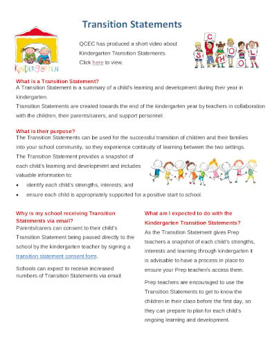 child transition statement in pdf