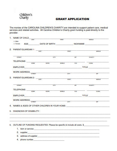 children charity grant application template
