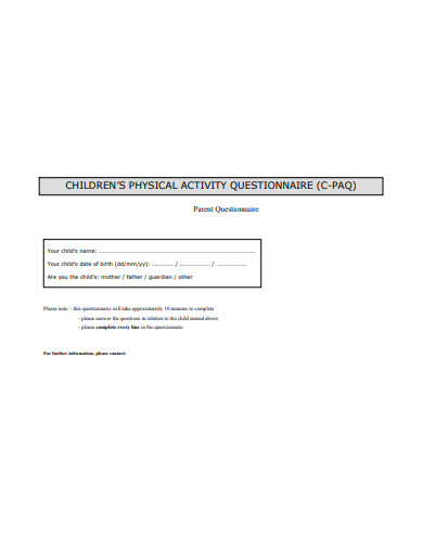 childrens-physical-activity-questionnaire-template