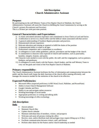 church-administrative-assistant-job-description-template