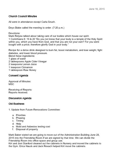 6 Church Business Meeting Minutes Templates In PDF DOC Free 