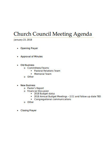 church council meeting agenda template