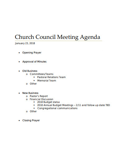 10 Church Meeting Agenda Templates In Pdf Doc Free Amp Premium 