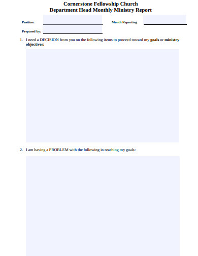8  Church Departmental Report Templates in PDF