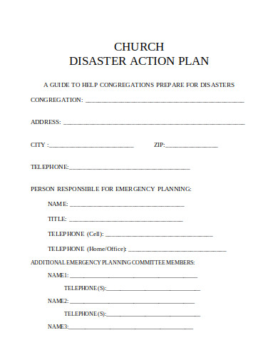 church disaster action plan template