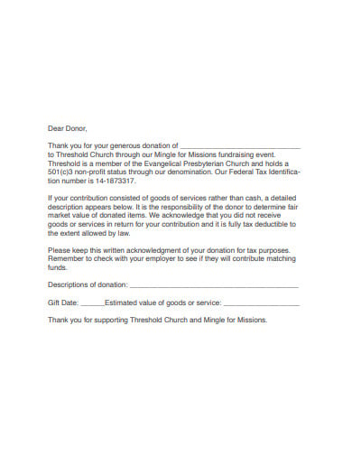 church donor letter format