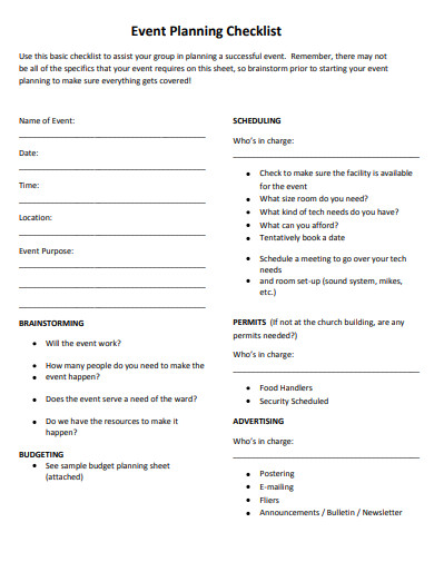 6+ Church Event Planning Checklist Templates in DOC | PDF