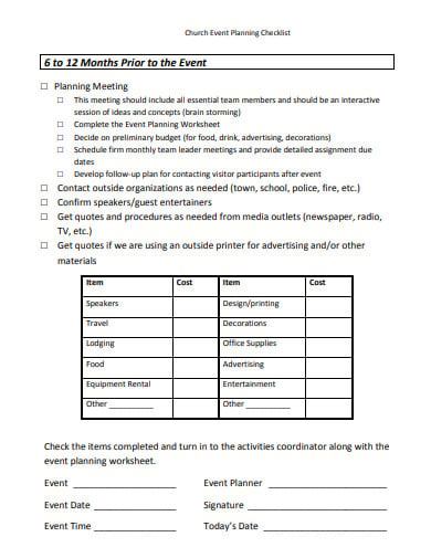 church event planning checklist in pdf
