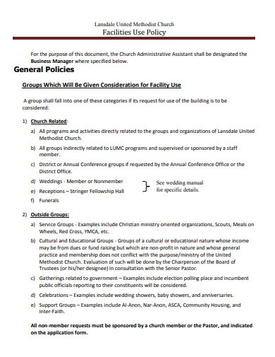 Church Policies And Procedures Template