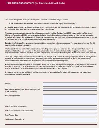 church fire risk assessment template in pdf