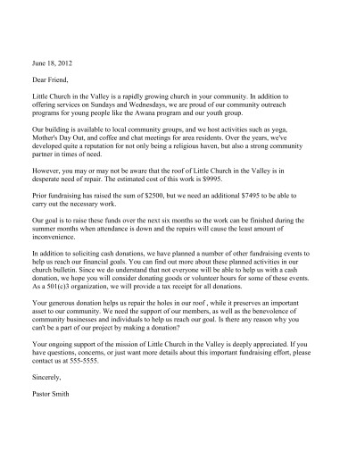 church fundraising letter template in pdf