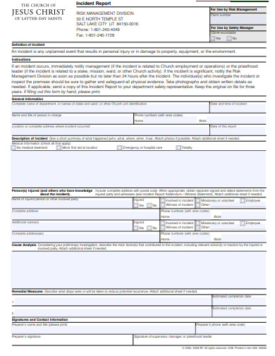 10+ Church Incident Report Templates in PDF | DOC | Free & Premium ...