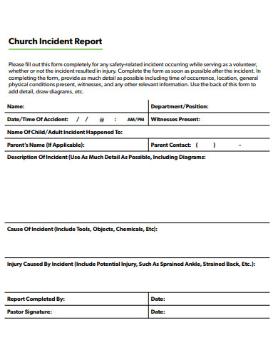 10+ Church Incident Report Templates in PDF | DOC