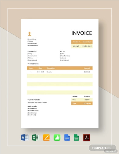 10+ Church Invoice Templates in Google Docs | Google Sheets | Excel ...