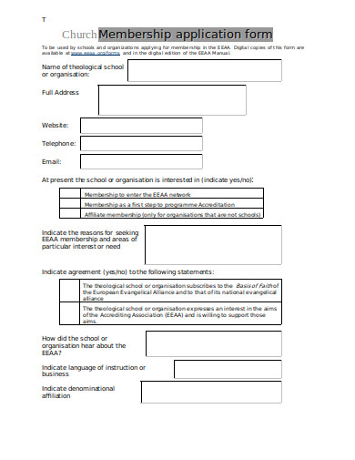 FREE 6+ Church Membership Application Form Templates in PDF | MS Word