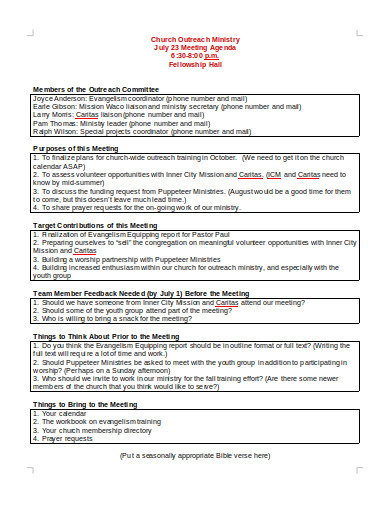 10+ Church Meeting Agenda Templates in PDF | DOC