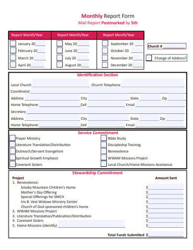 11  Church Monthly Report Templates in PDF DOC