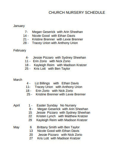 church nursery schedule in pdf