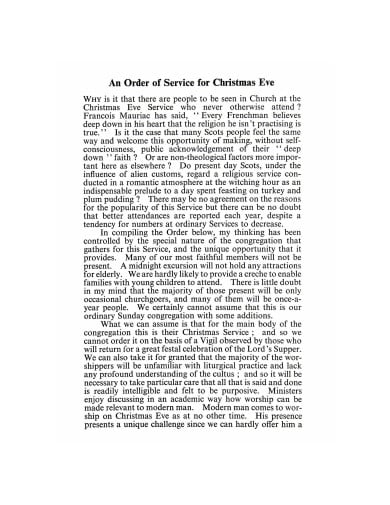 church order of service for christmas