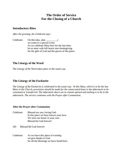 Church Order Of Service Program Template Best Template Ideas