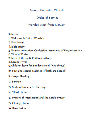 Order Of Service For Church Template Collection