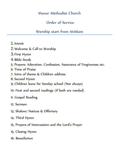 11  Church Service Order Templates in PDF DOC