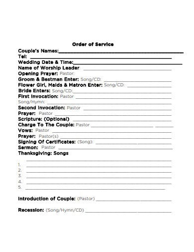 church order of service for couples