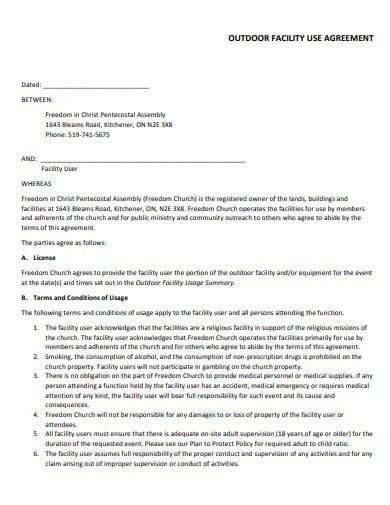 church outdoor facility use agreement