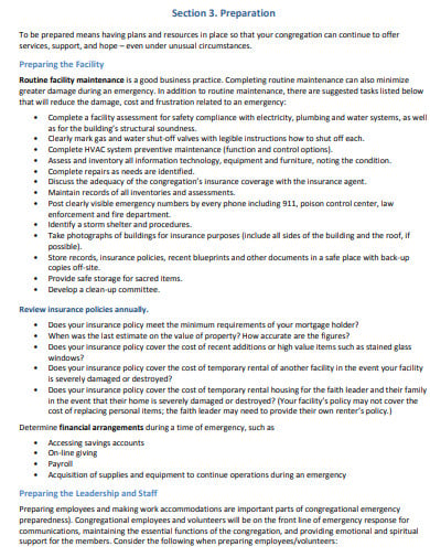 church preparedness manual disaster plan template